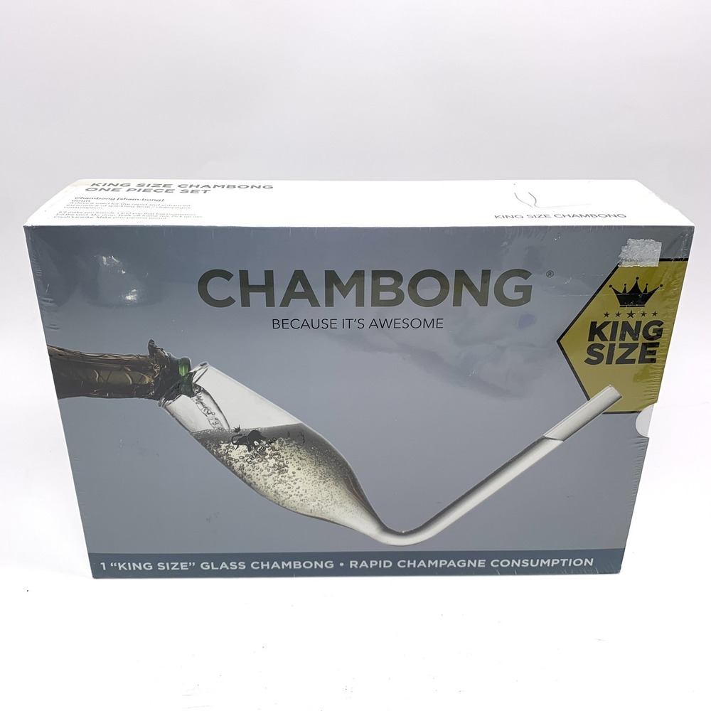 1 Chambong King Size XL Rapid Champagne Novelty Glass "Because It's Awesome" NEW